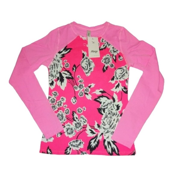 Maaji Diver RashGuard Large Pink Floral UPF 50+ Surf Paddle Swim Long Sleeve NWT - Picture 5 of 12